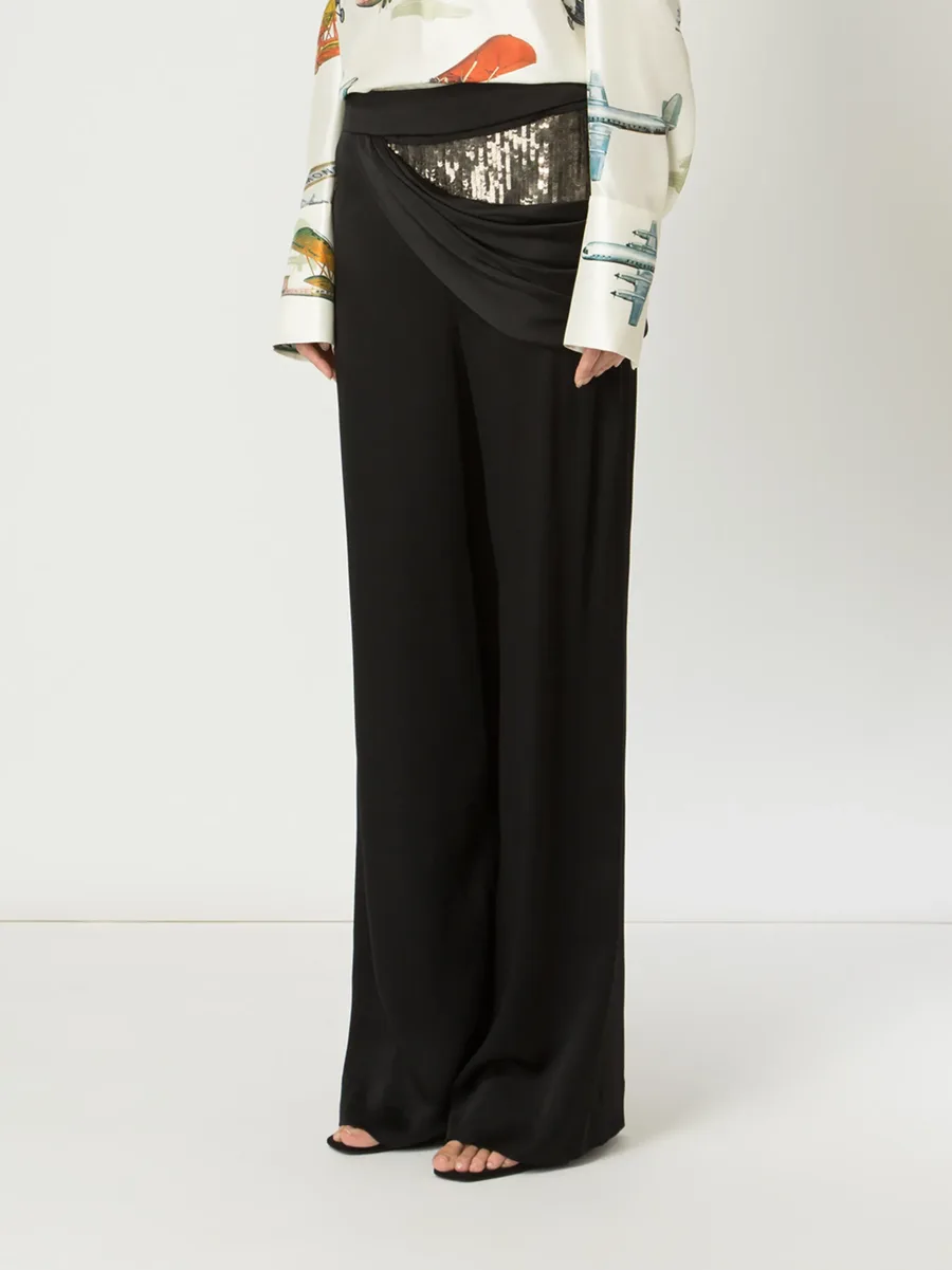 sequin side drape trousers 5