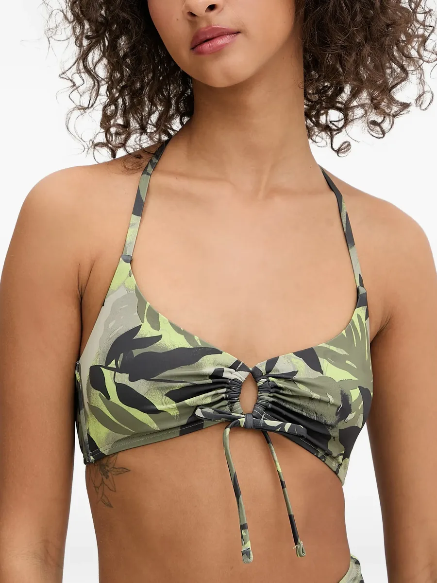 leaf-print high-waisted bikini 1