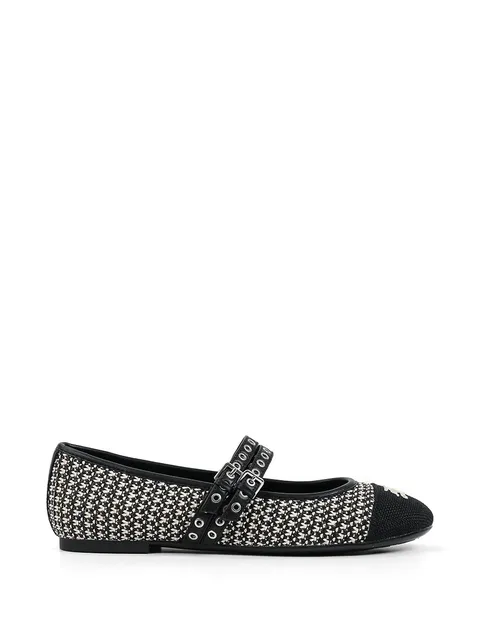 eyelet-embellished ballet flats