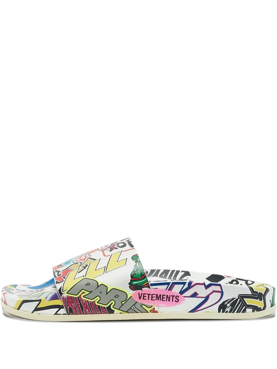 graphic-print leather slides 2