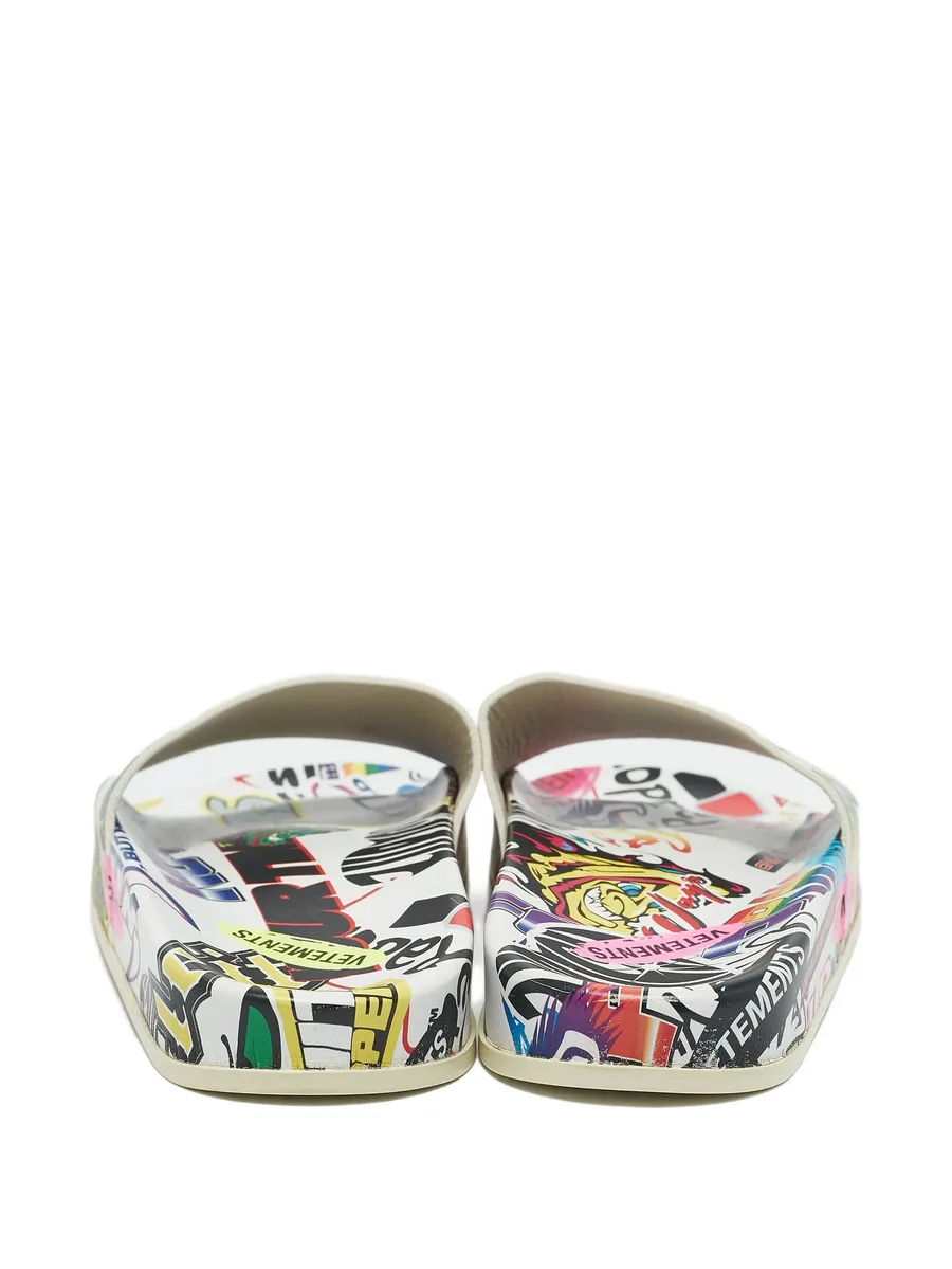 graphic-print leather slides 5