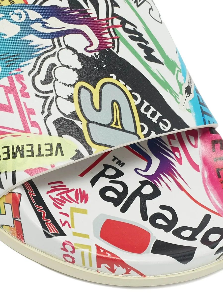 graphic-print leather slides 9