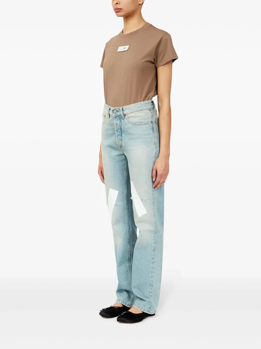 прямые джинсы с эффектом потертости 11