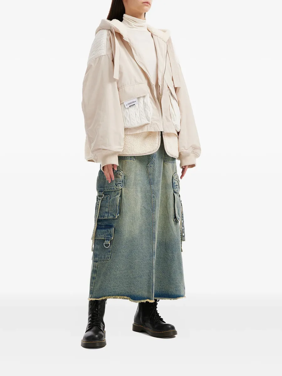 cargo frayed midi skirt 3