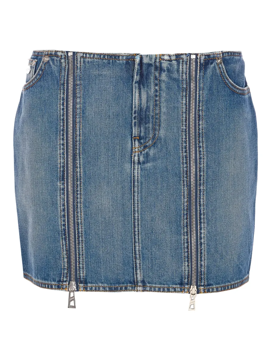 zip-detail denim mini skirt 1