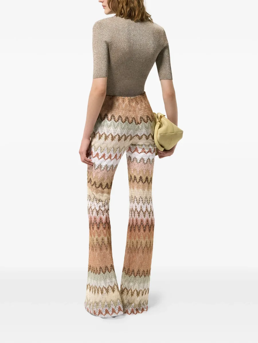 zigzag-knit flared trousers 5
