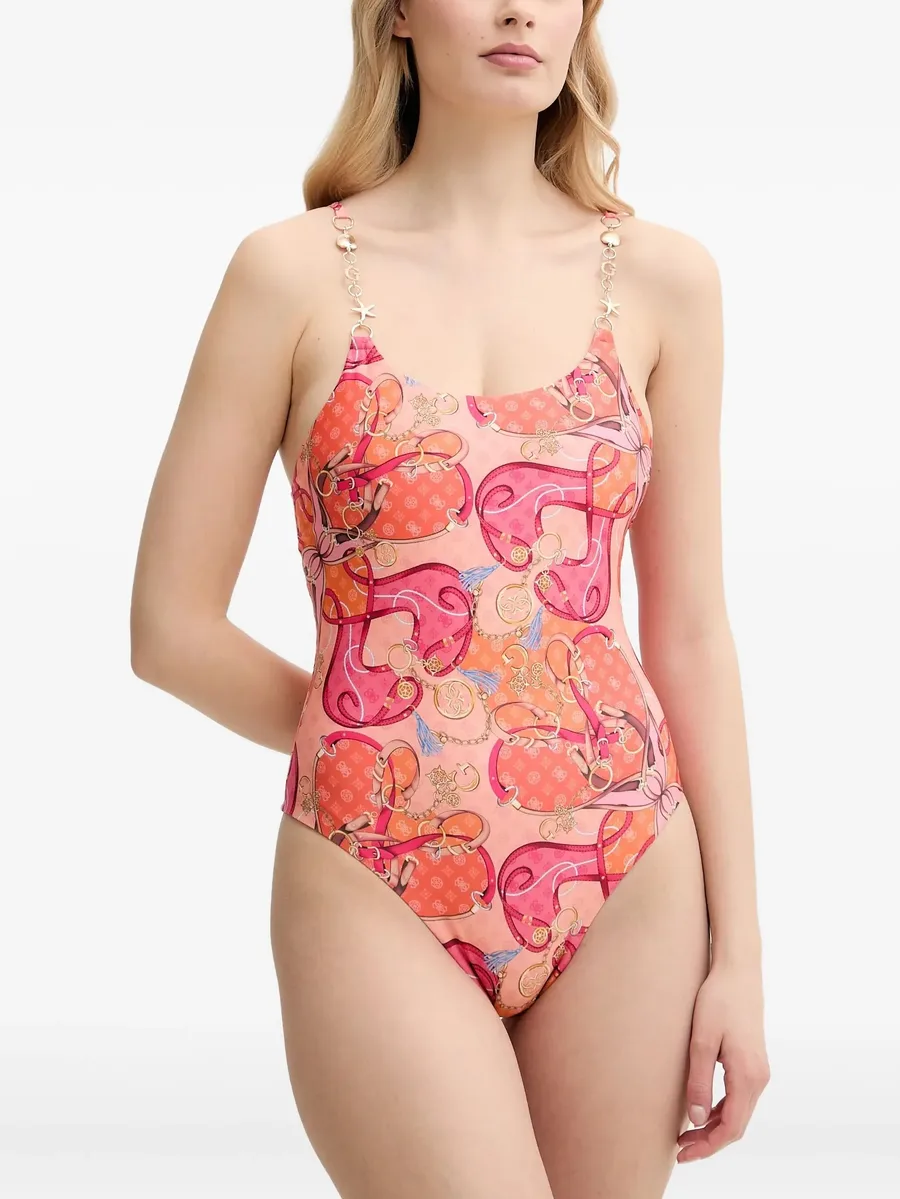 chain-embellished print swimsuit 2