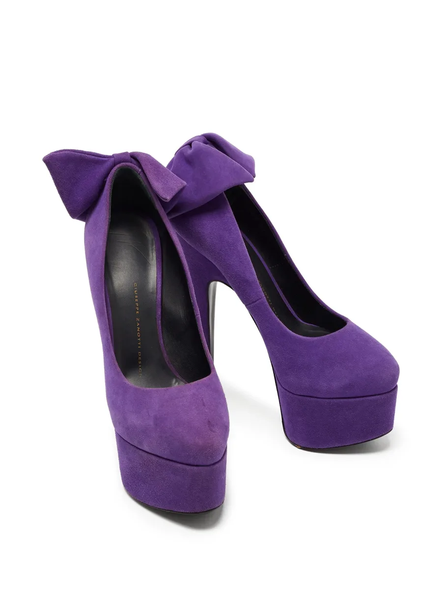 pre-owned 170mm Debra bow-detail platform pumps 3