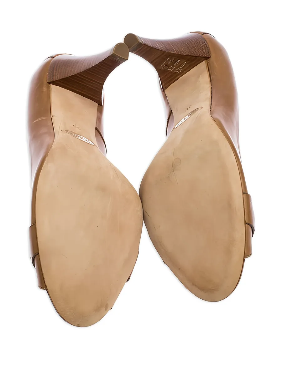 95mm Gommini peep-toe leather pumps 9