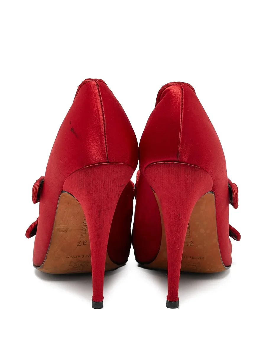 pre-owned 100mm satin pumps 5