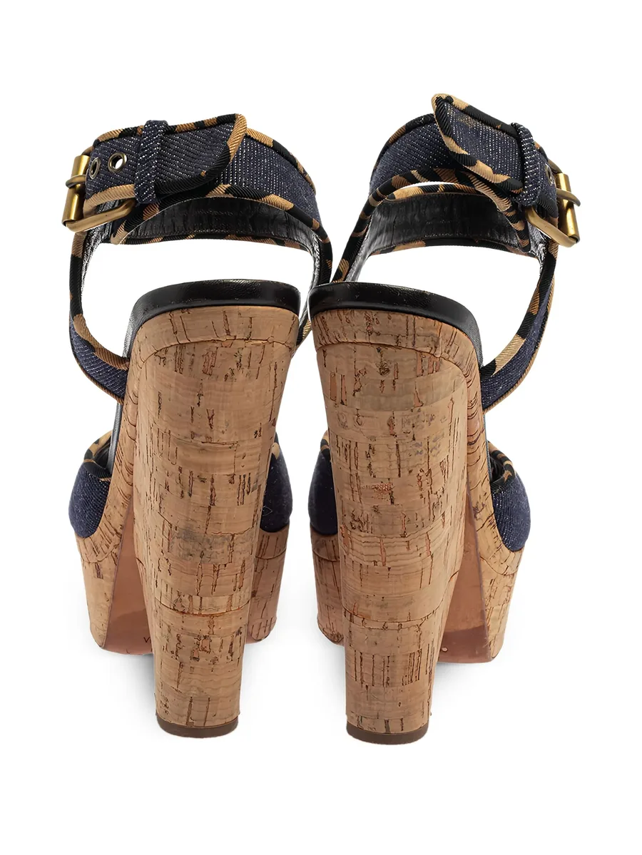 pre-owned 155mm denim platform sandals 5
