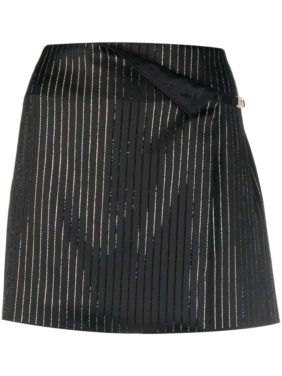 Logo Clip Pinstrip rhinestone-embellished skirt 1