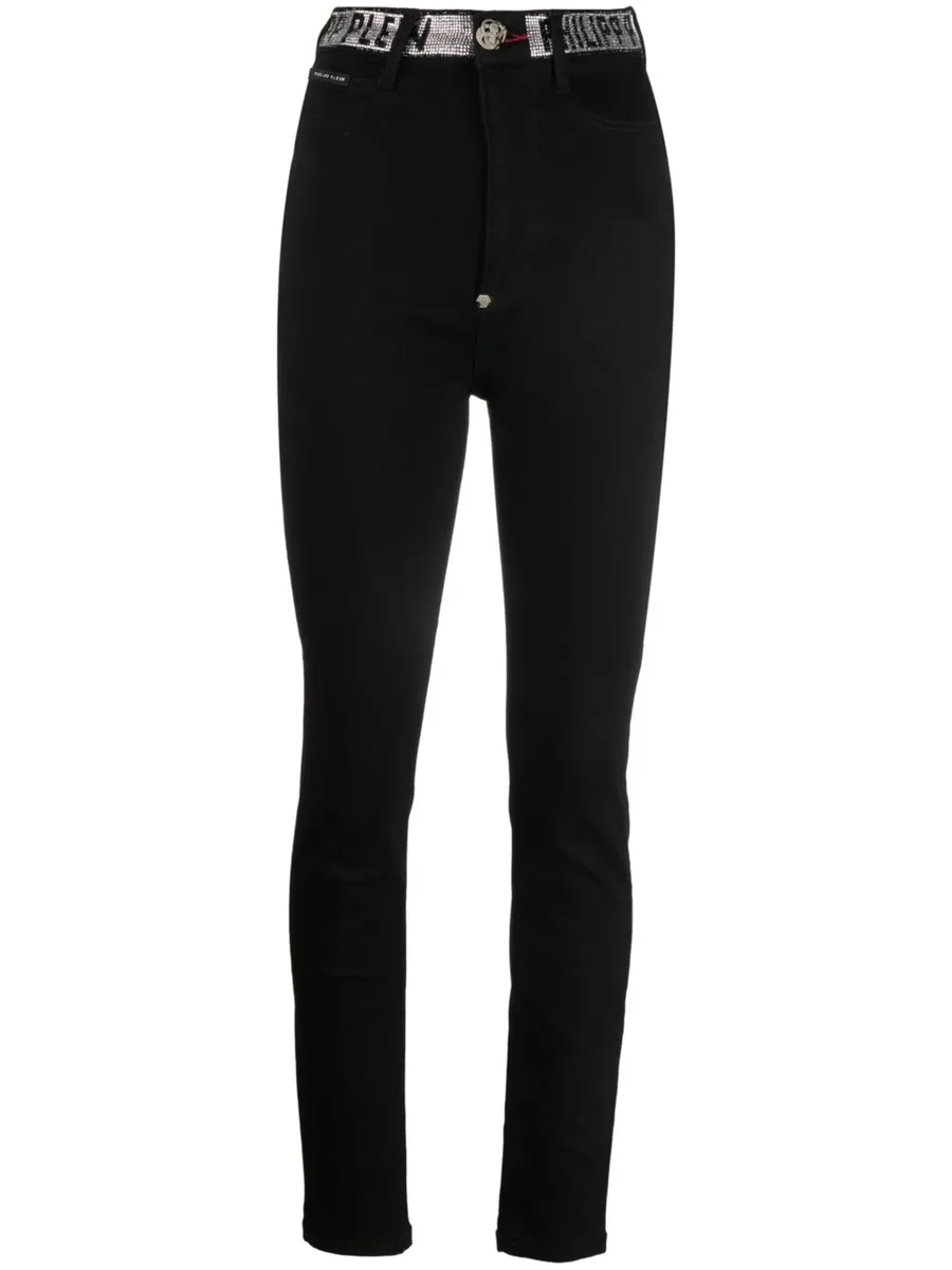logo-embellished high-waist skinny jeans 2