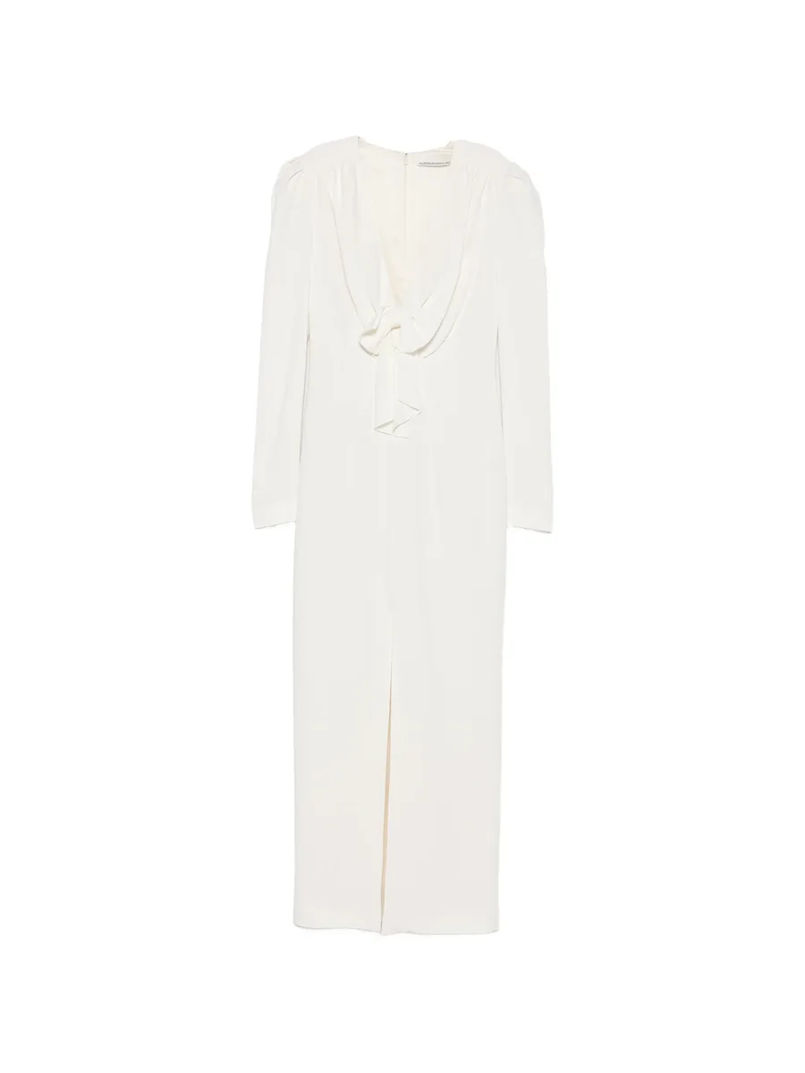 bow-detail puff-shoulder dress 1