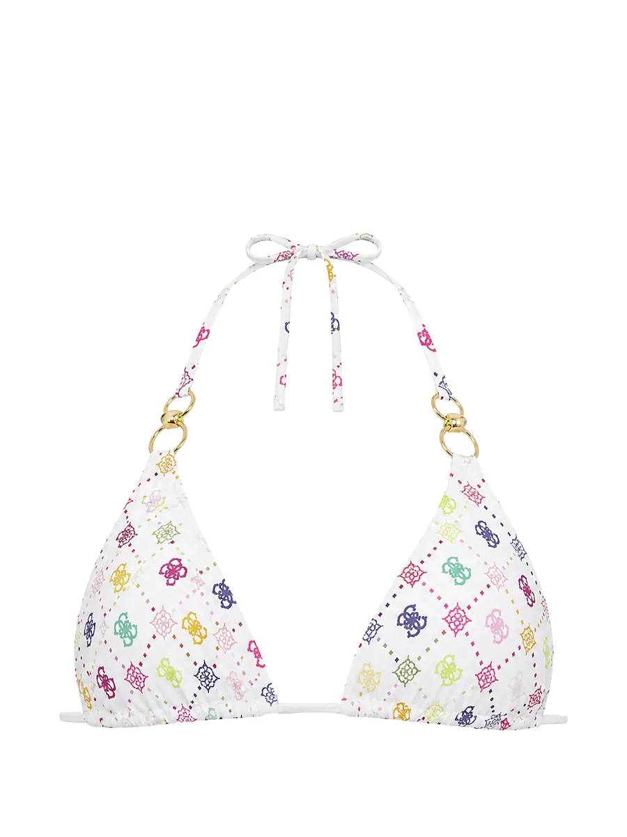 logo-print halterneck bikini top 1