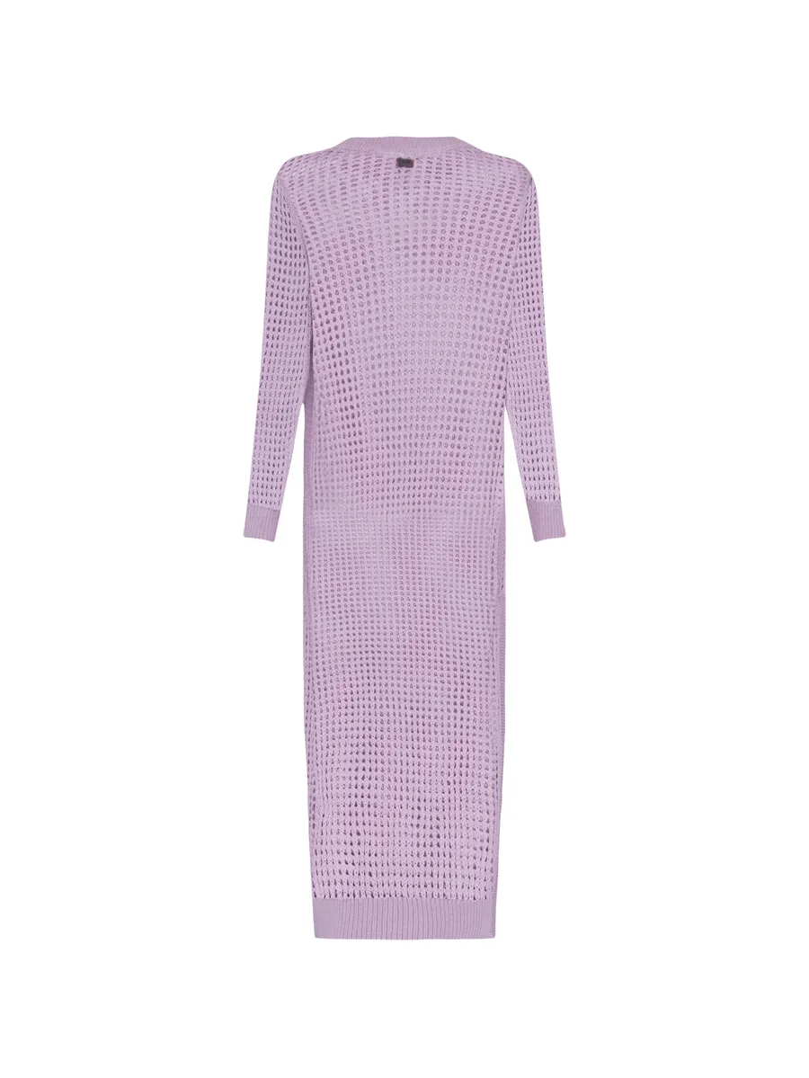 платье в технике кроше с длинными рукавами 8