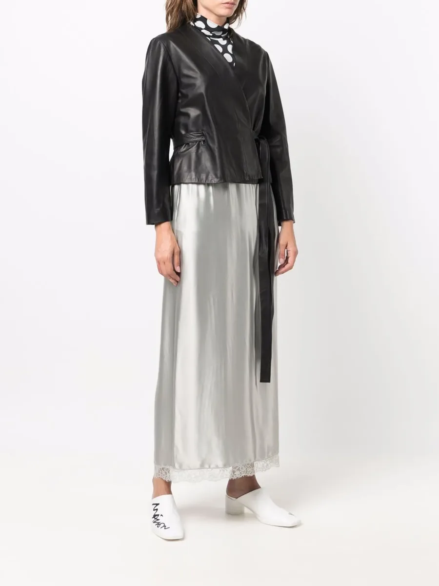 wrap-style leather jacket 6
