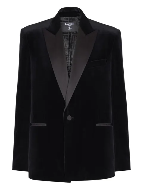 velvet single-breasted blazer