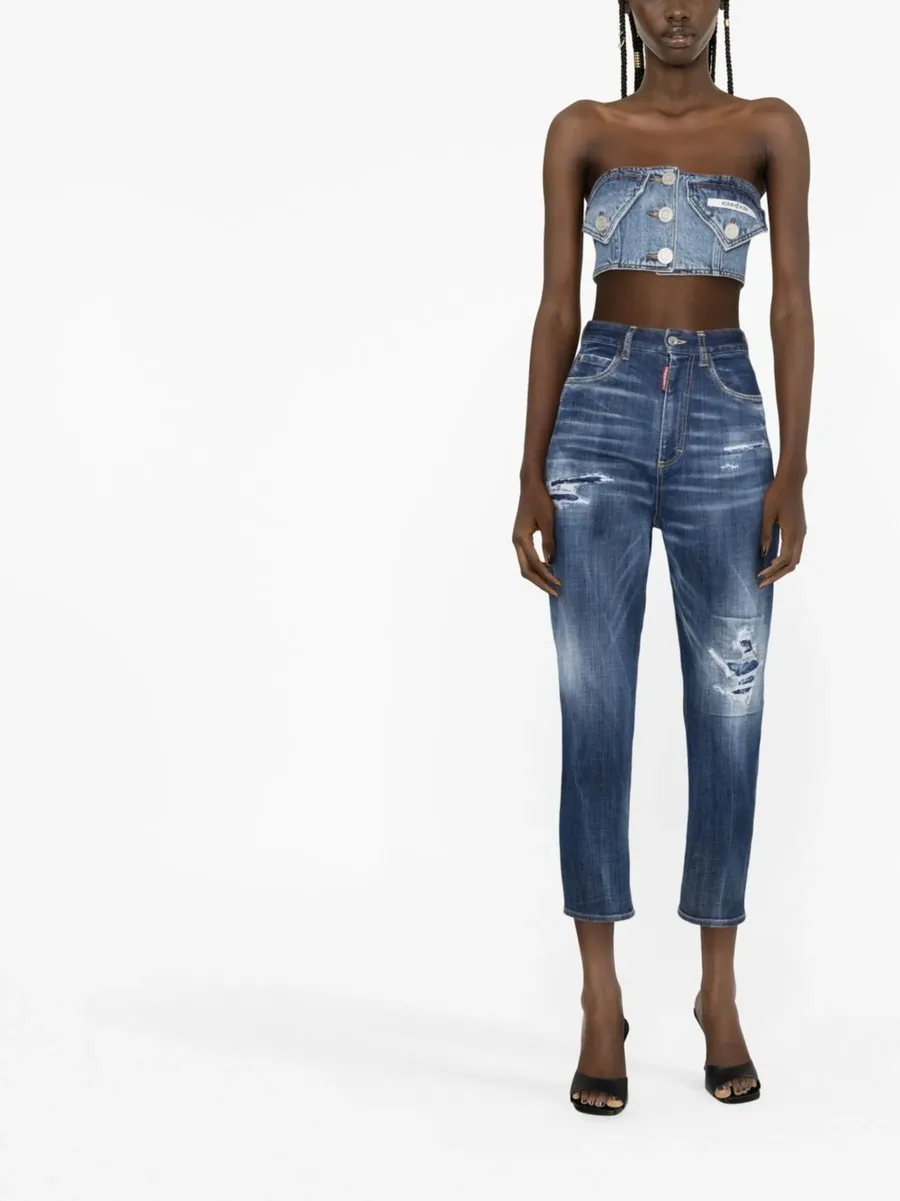 distressed cropped jeans 4
