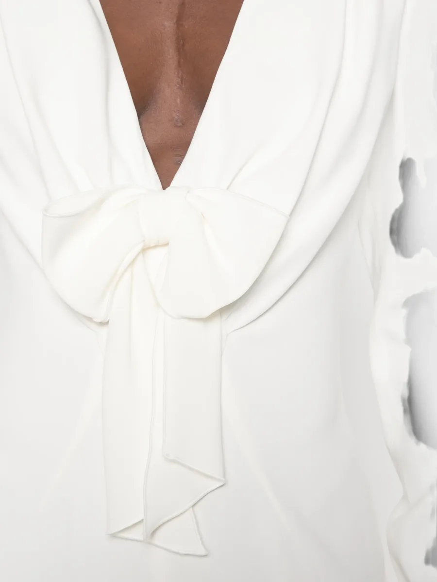 bow-detail puff-shoulder dress 5