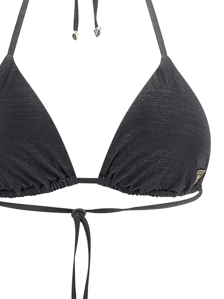 metallic-effect halterneck bikini top 3
