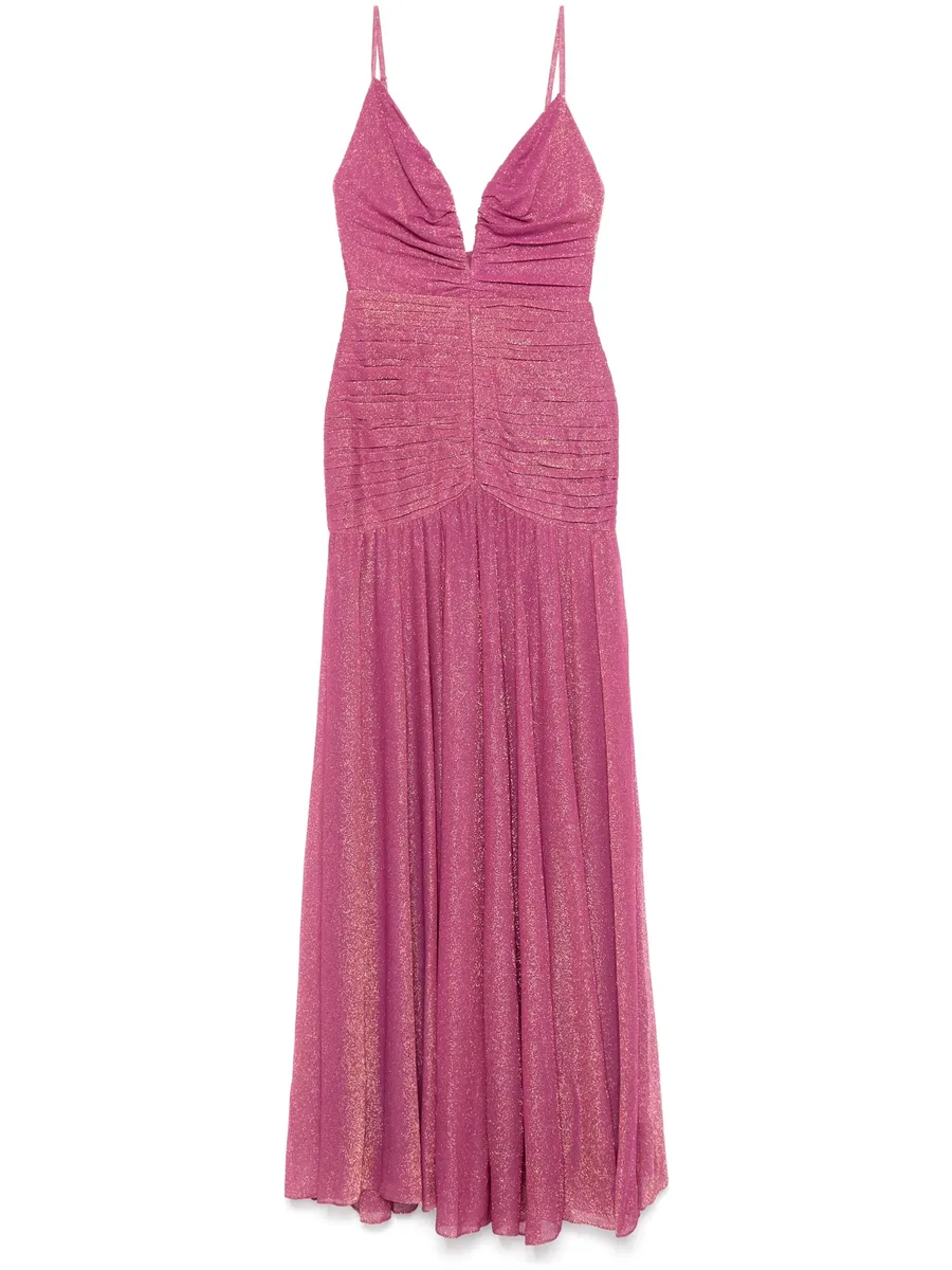 metallic plunge maxi dress 1