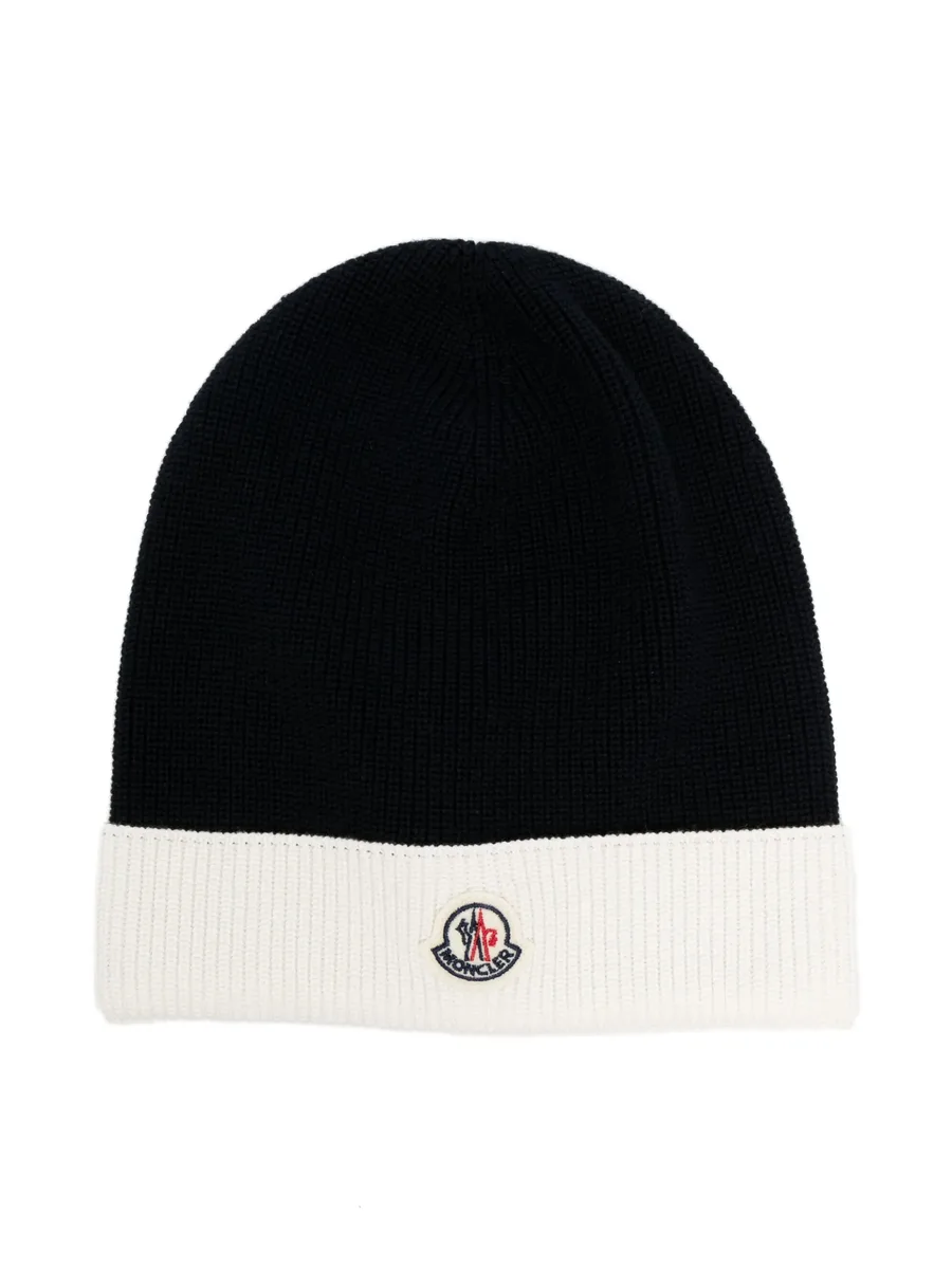 logo-patch knitted cotton beanie 1