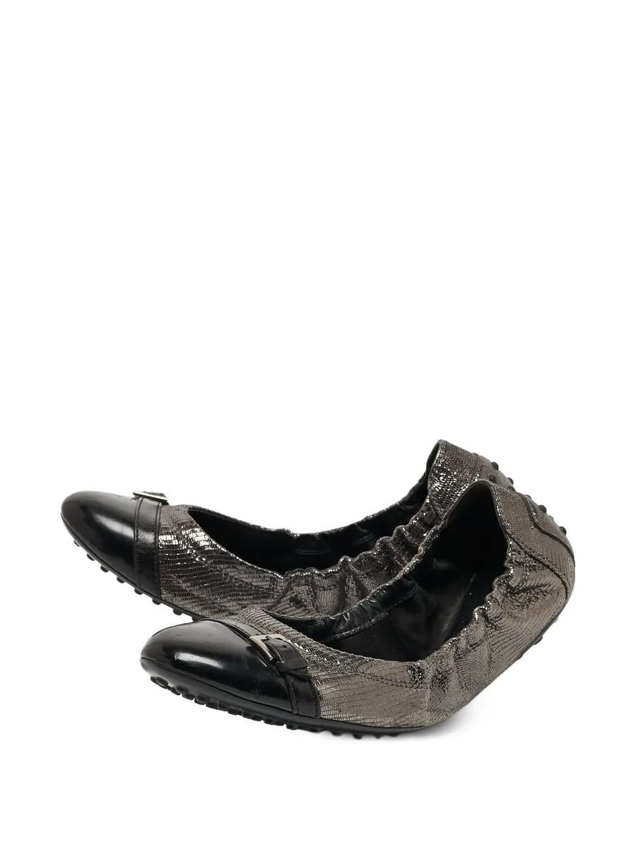 metallic-effect leather ballet flats 3