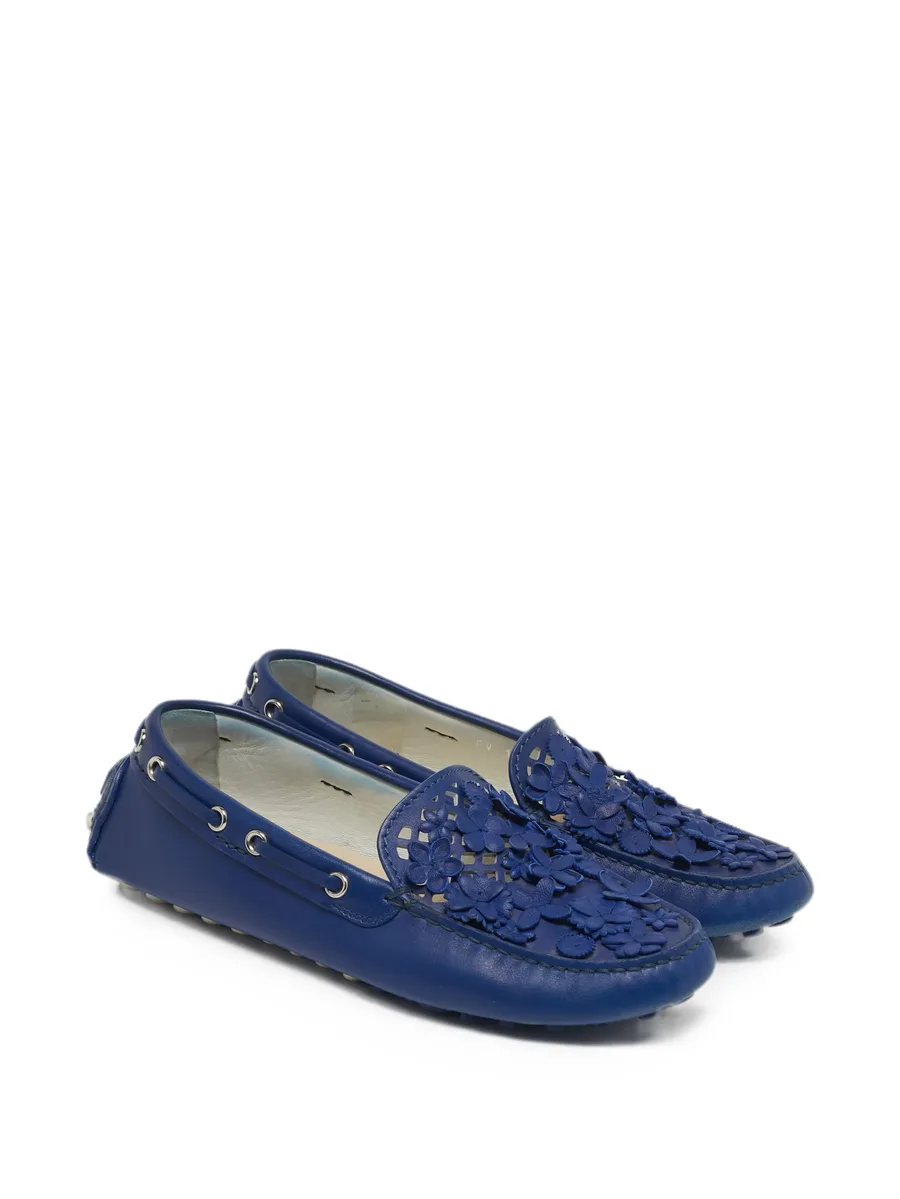 floral-appliqué leather loafers 9