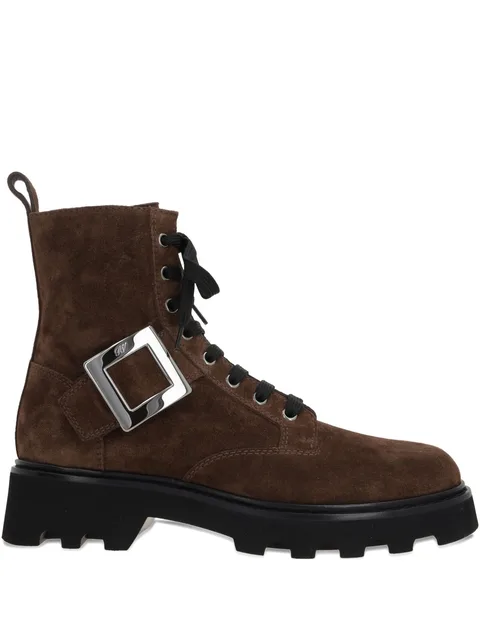buckle-fastening lace-up boots