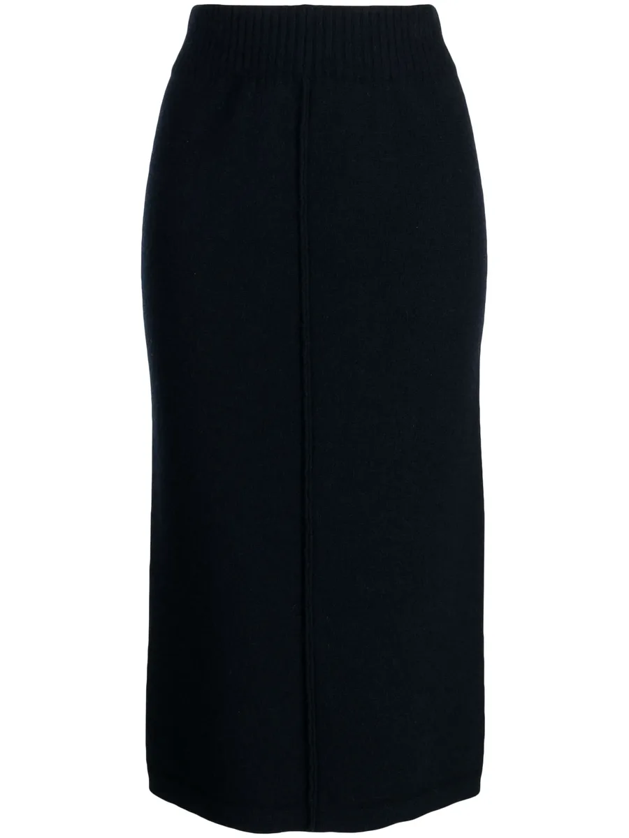 elasticated-waist wool-cashmere blend skirt 1