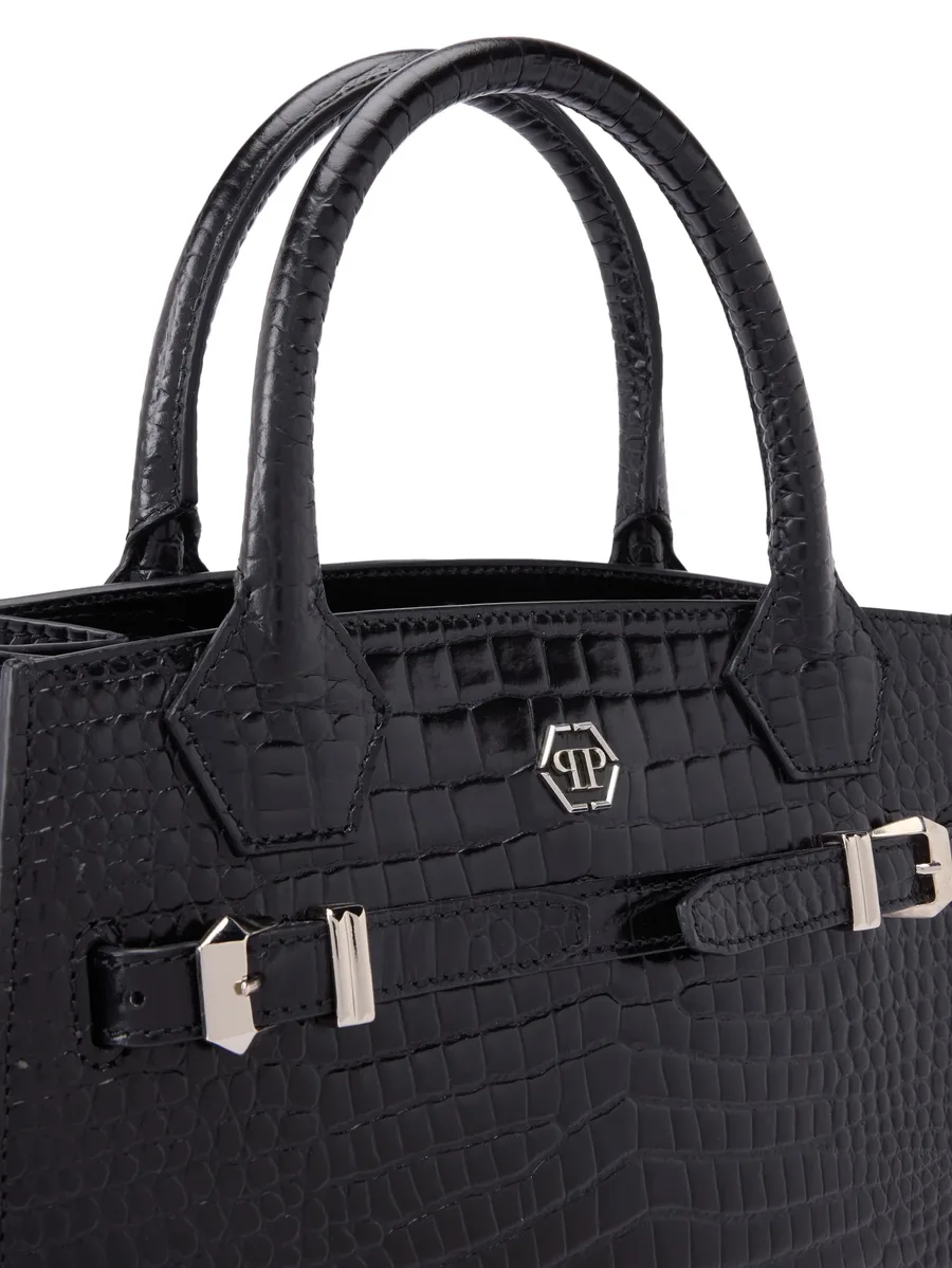 small crocodile-effect logo tote bag 8