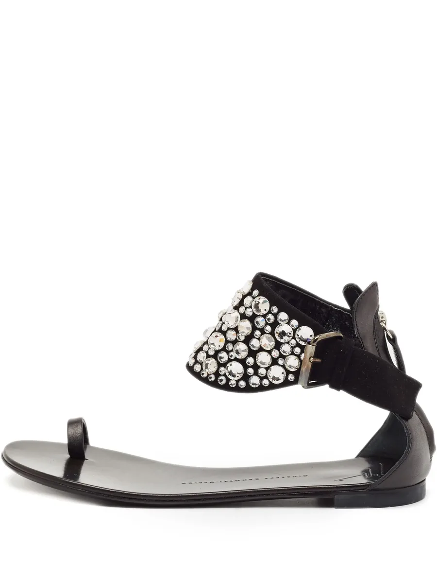 crystal-embellished flat sandals 2