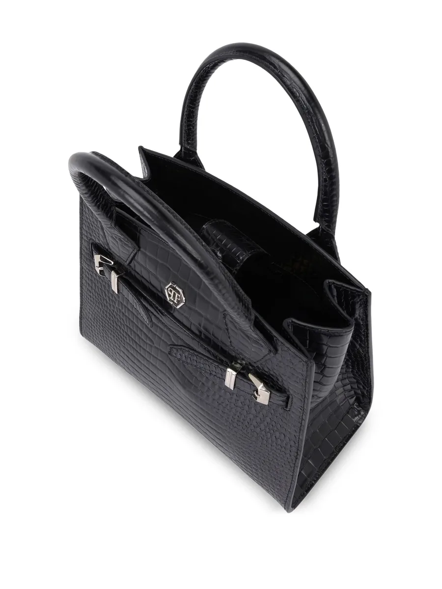 small crocodile-effect logo tote bag 6