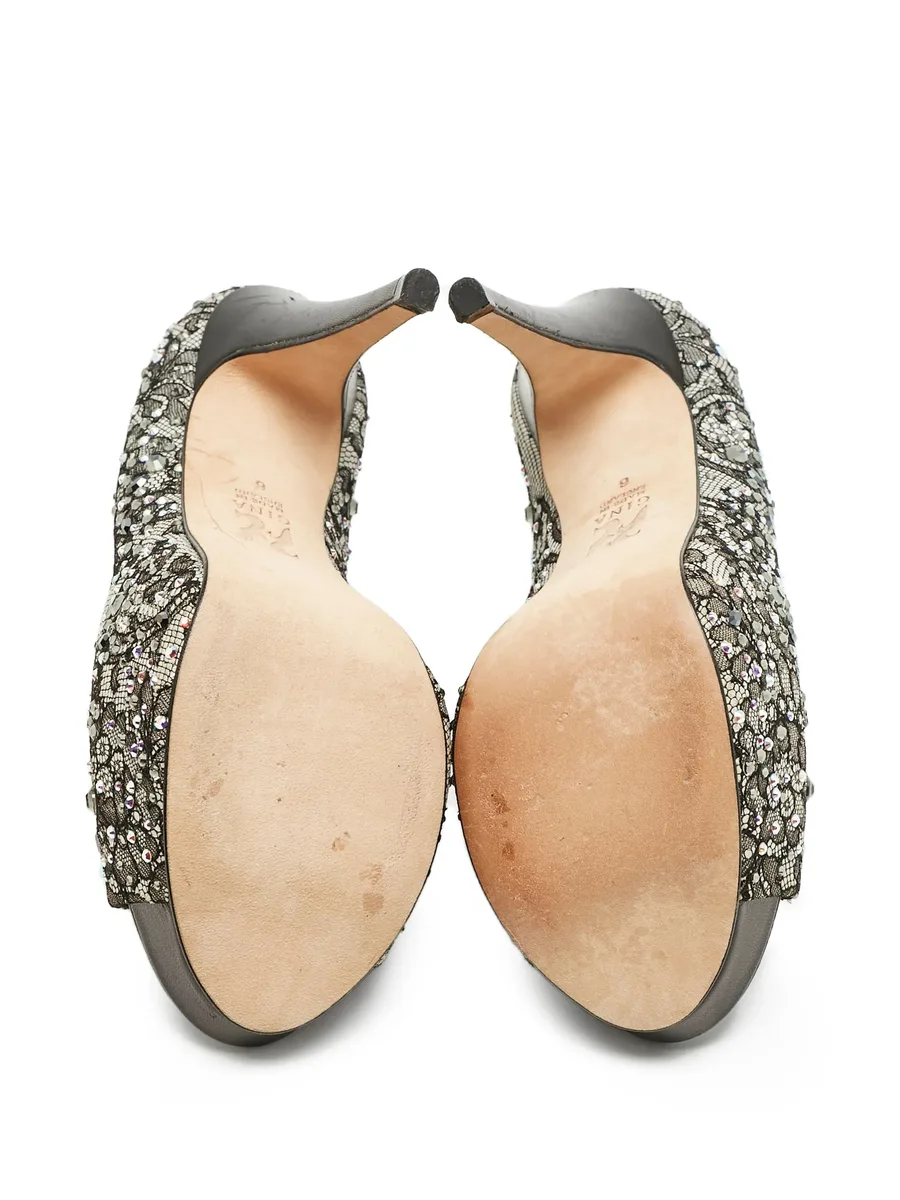 crystal-embellishment lace pumps 10