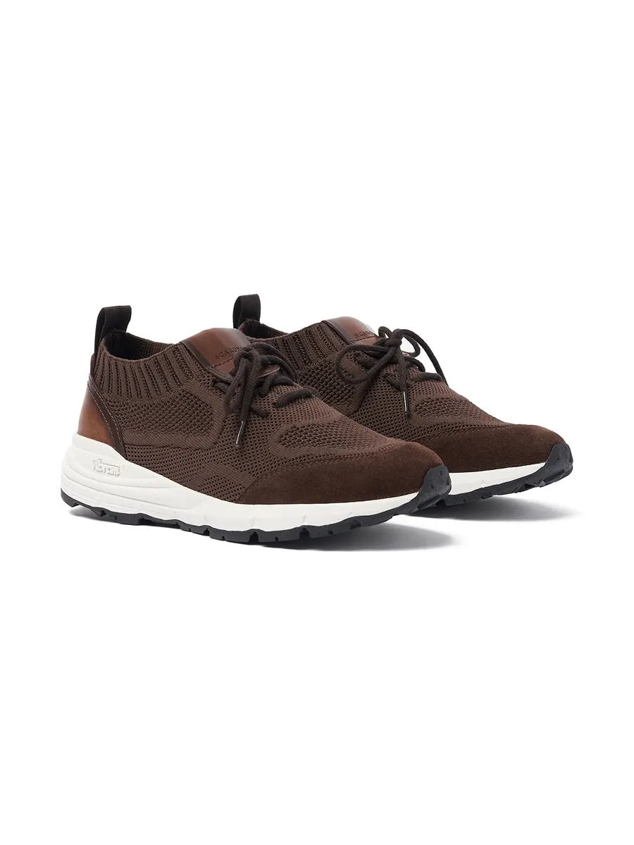 knit-textured lace-up sneakers 1