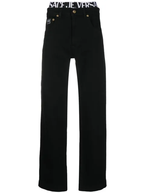 logo band straight-leg jeans