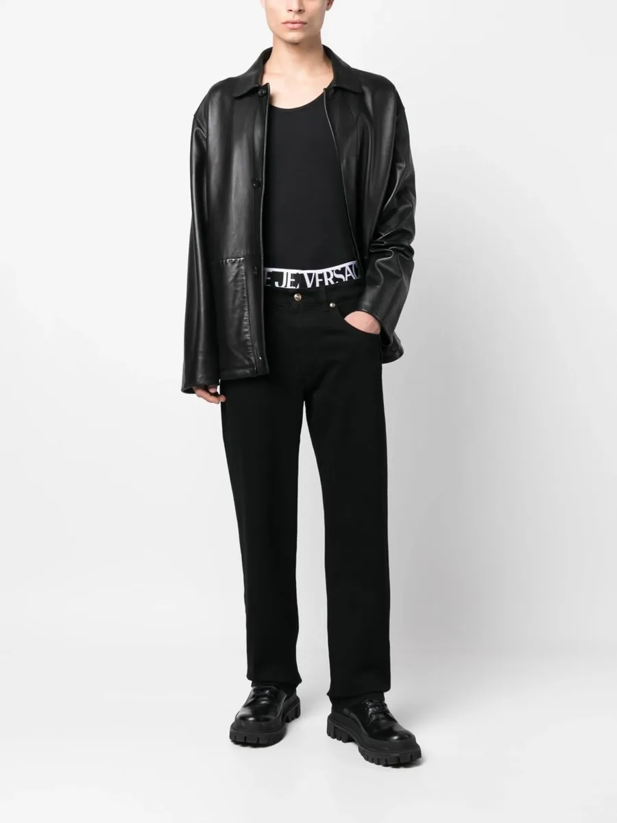 logo band straight-leg jeans 3