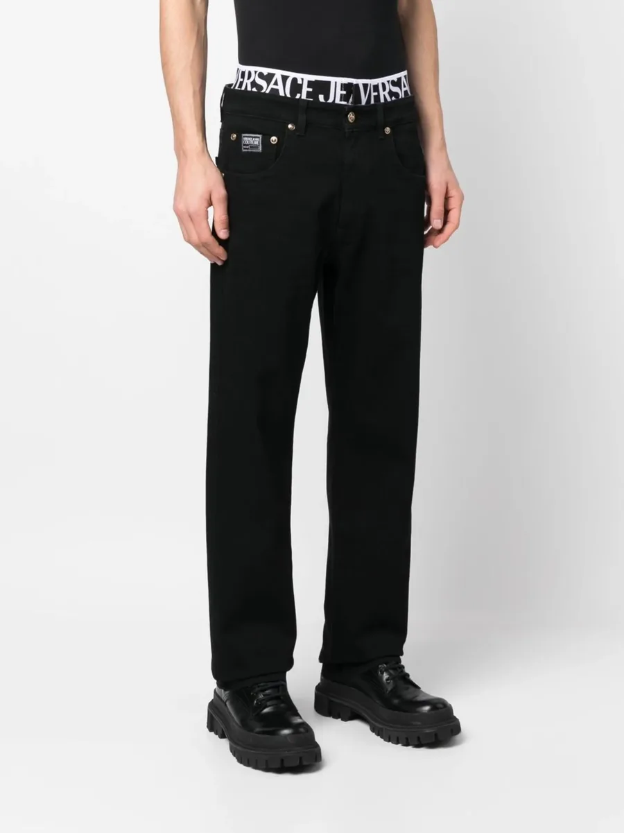 logo band straight-leg jeans 6