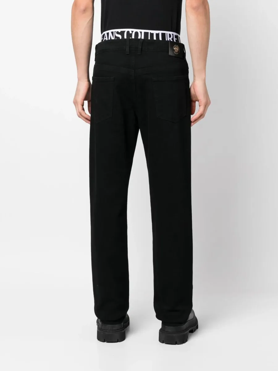 logo band straight-leg jeans 8