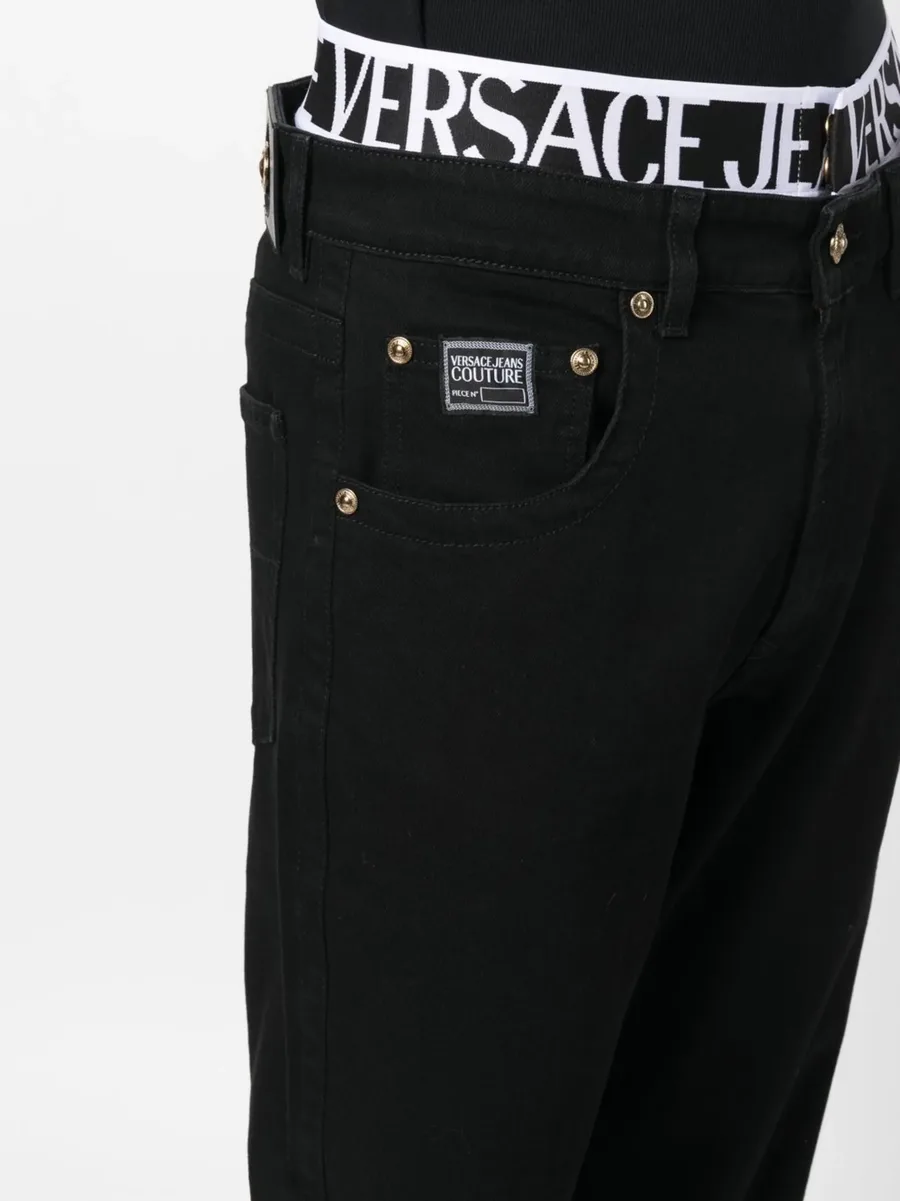 logo band straight-leg jeans 9