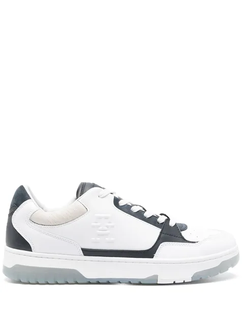 TH-embossed leather sneakers