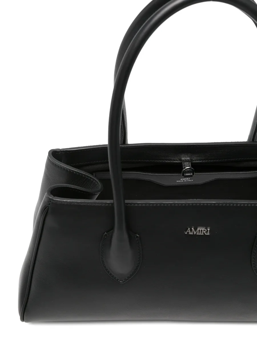logo-plaque leather tote bag 10