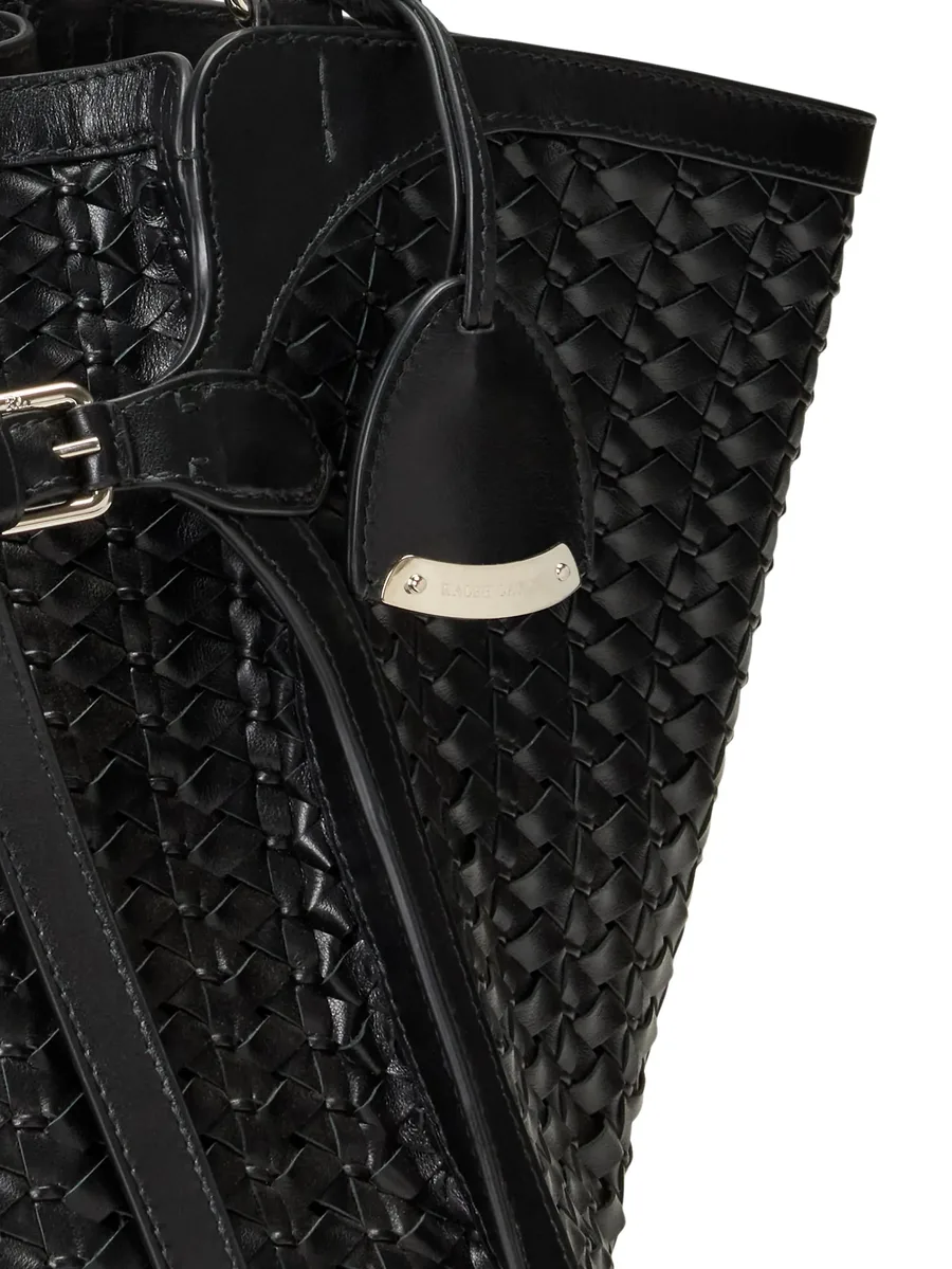 braided wooden top handle leather tote 9