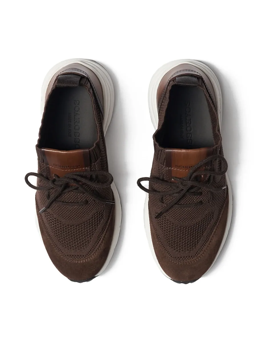 knit-textured lace-up sneakers 5