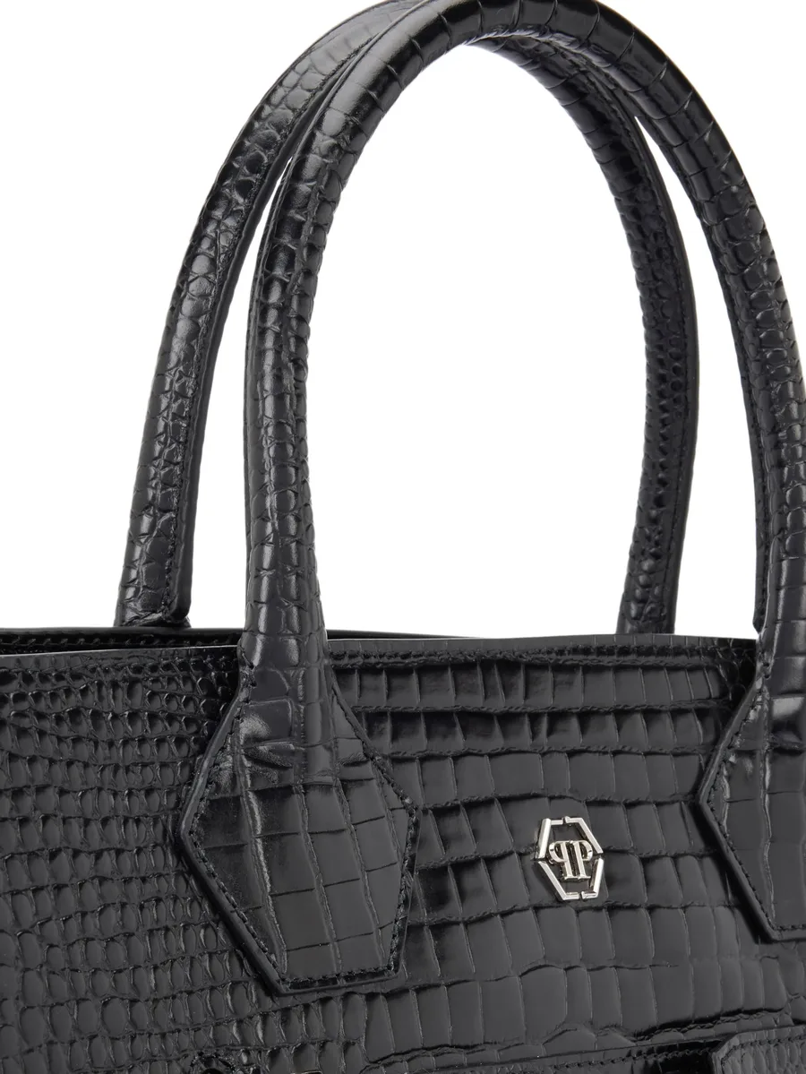 big crocodile-effect logo tote bag 8