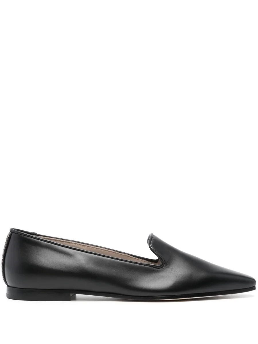 rhinestone-embellished leather loafers 1