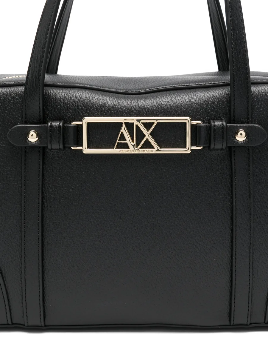 logo-plaque leather tote bag 8