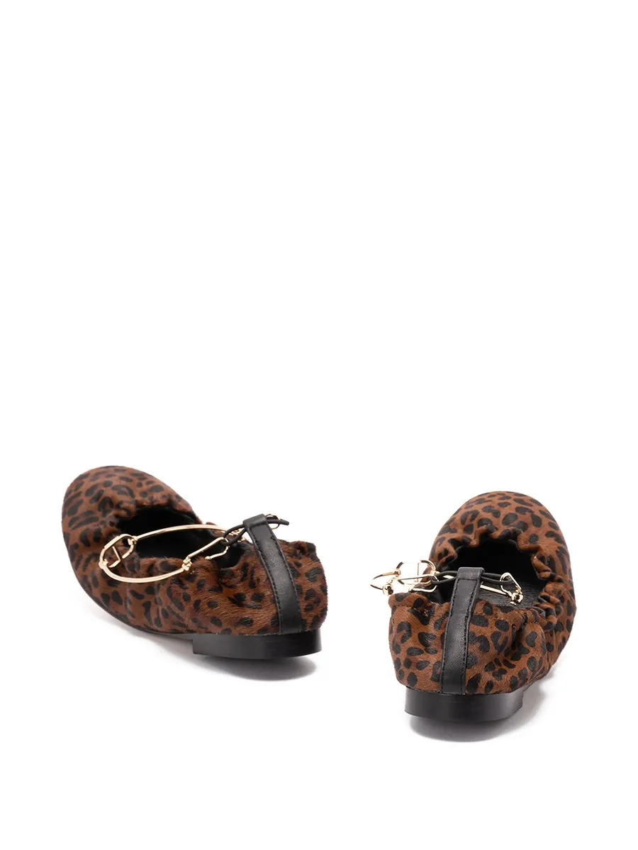 leopard-print chain-embellished ballet flats 5
