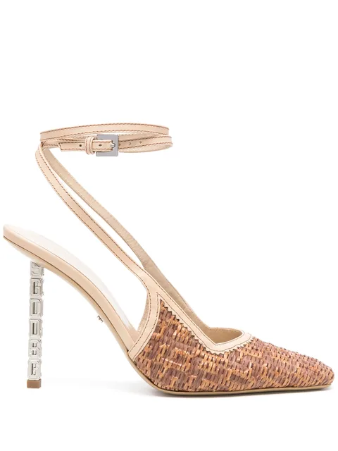 100mm GCDS Cube monogram-raffia pumps